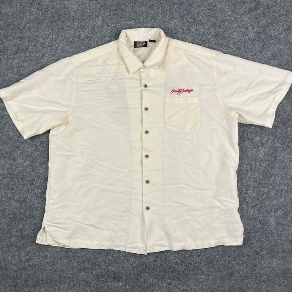Barrett Jackson Shirt Mens 2XL Cream Rayon Embroidered Short Sleeve - Picture 4 of 9